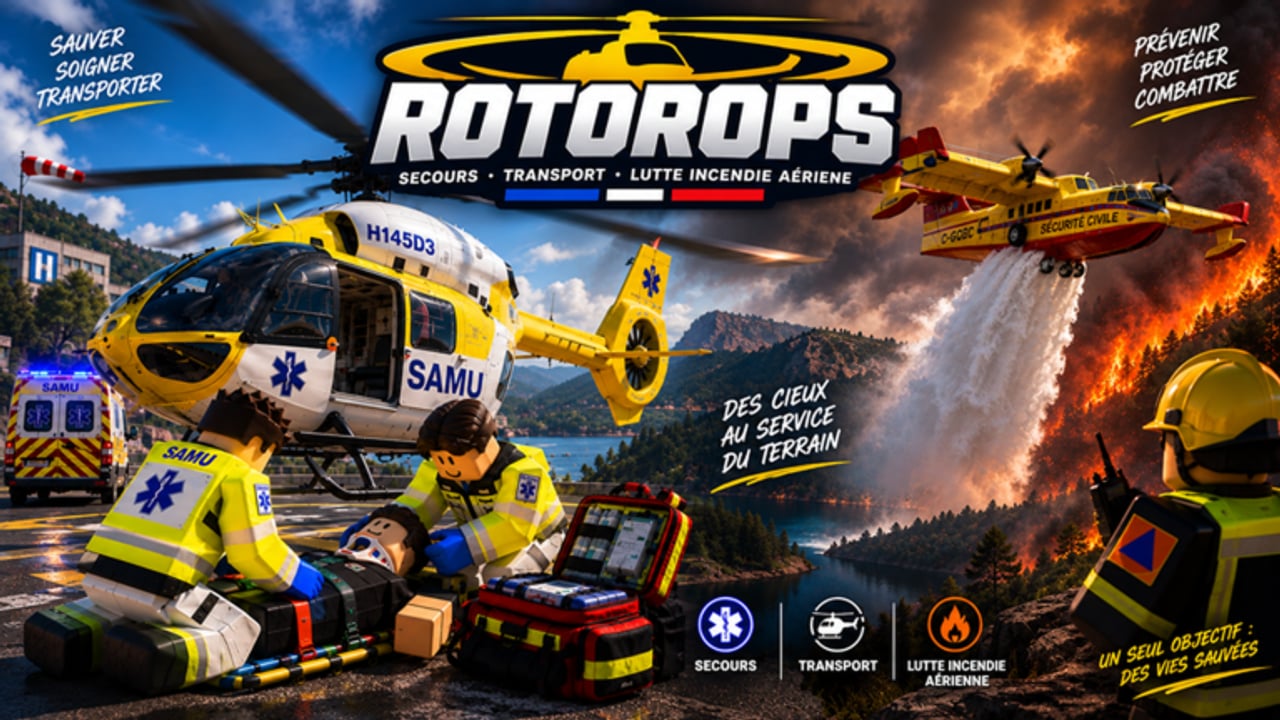RotorOps Rescue Fire Police Roblox helicopter rescue gameplay screenshot